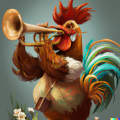 DALLE 2022 12 20 11.39.57 rooster playing trombone digital art